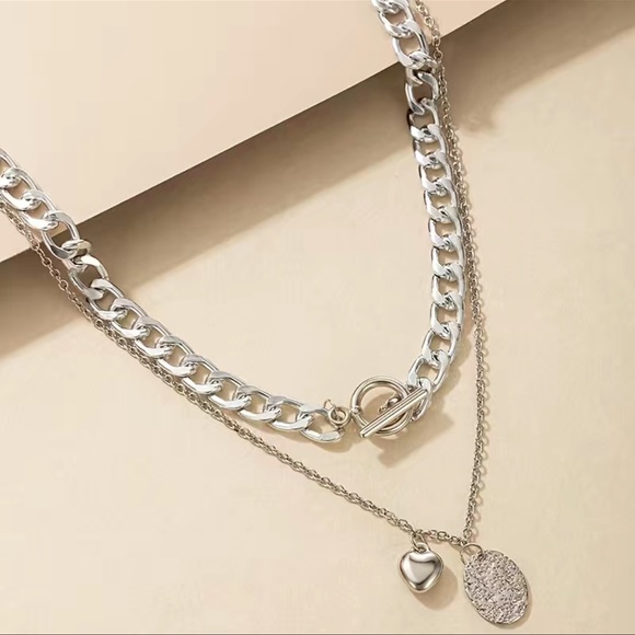 New Chunky Chain Silver plated Layer Necklace - Picture 3 of 4